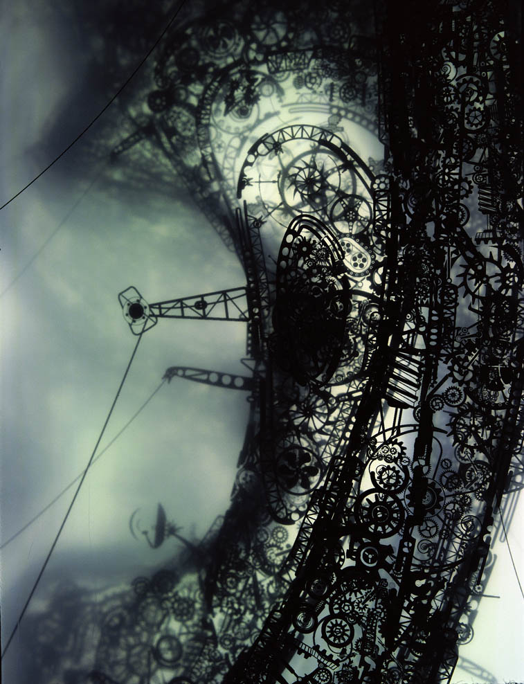 layered digital mechanical ear sculpture